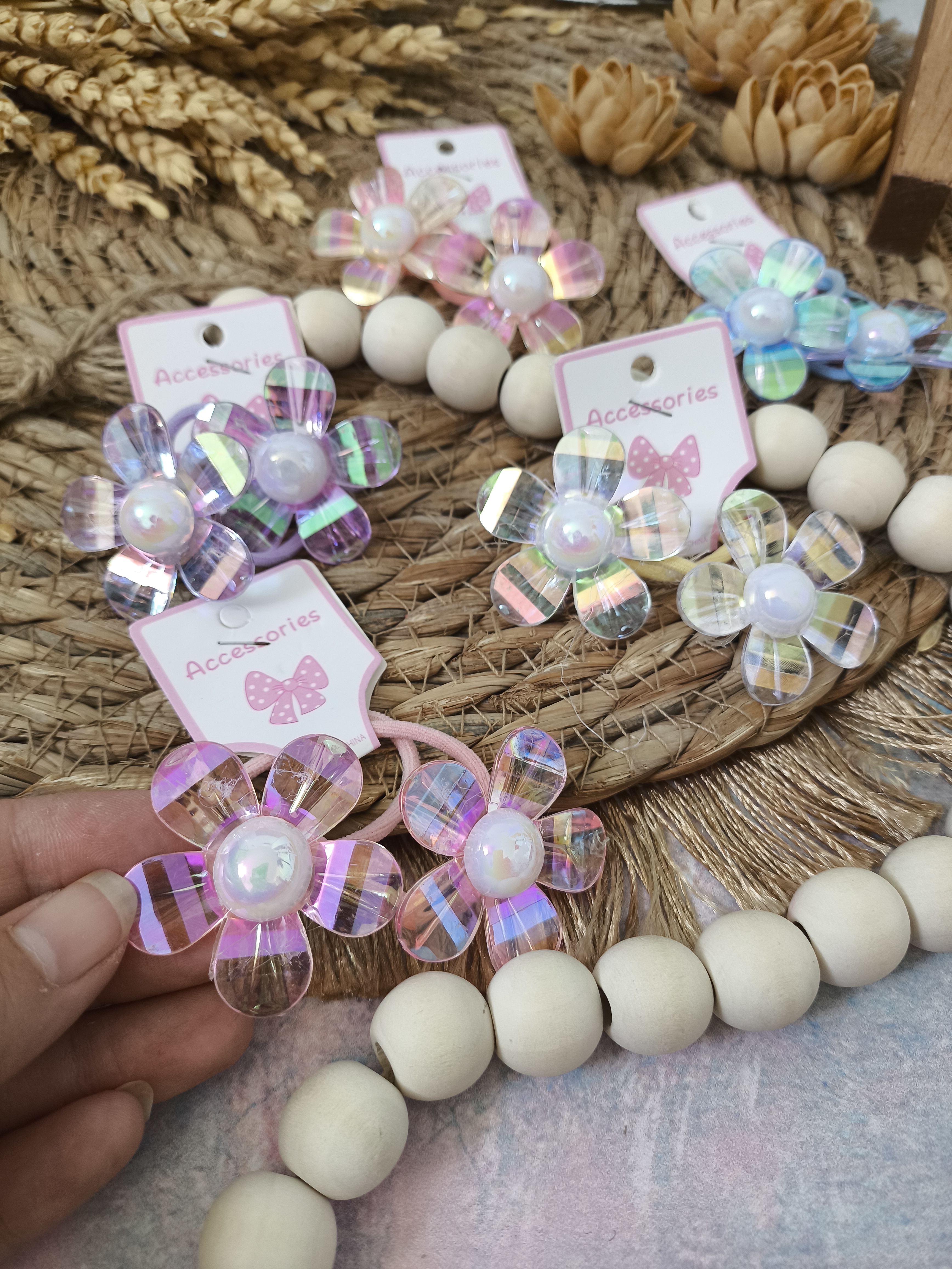 کش سر کریستالی هفت رنگ گل